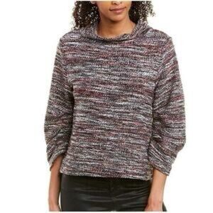 Vince Camuto Multicolor Turtleneck Mockneck Sweater Cute Rouched Sleeve detail